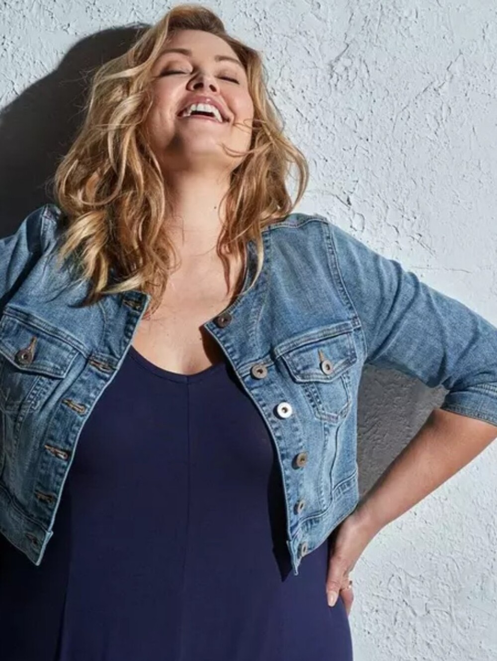 torrid Light Blue Collarless Slightly Distressed Denim Jacket - Picture 3 of 7